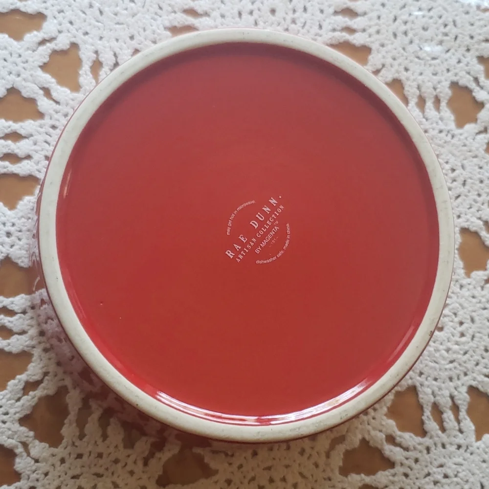Rae Dunn Red DECK THE PAW Pets Food Water Bowl